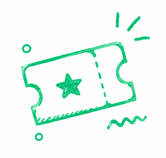 green handrawen ticket icon